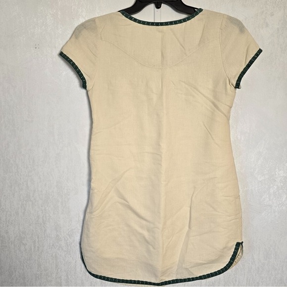Karlie Women's Boho Embroidered Dress Top Small Cotton Linen Cap Sleeve Lined - Picture 9 of 11